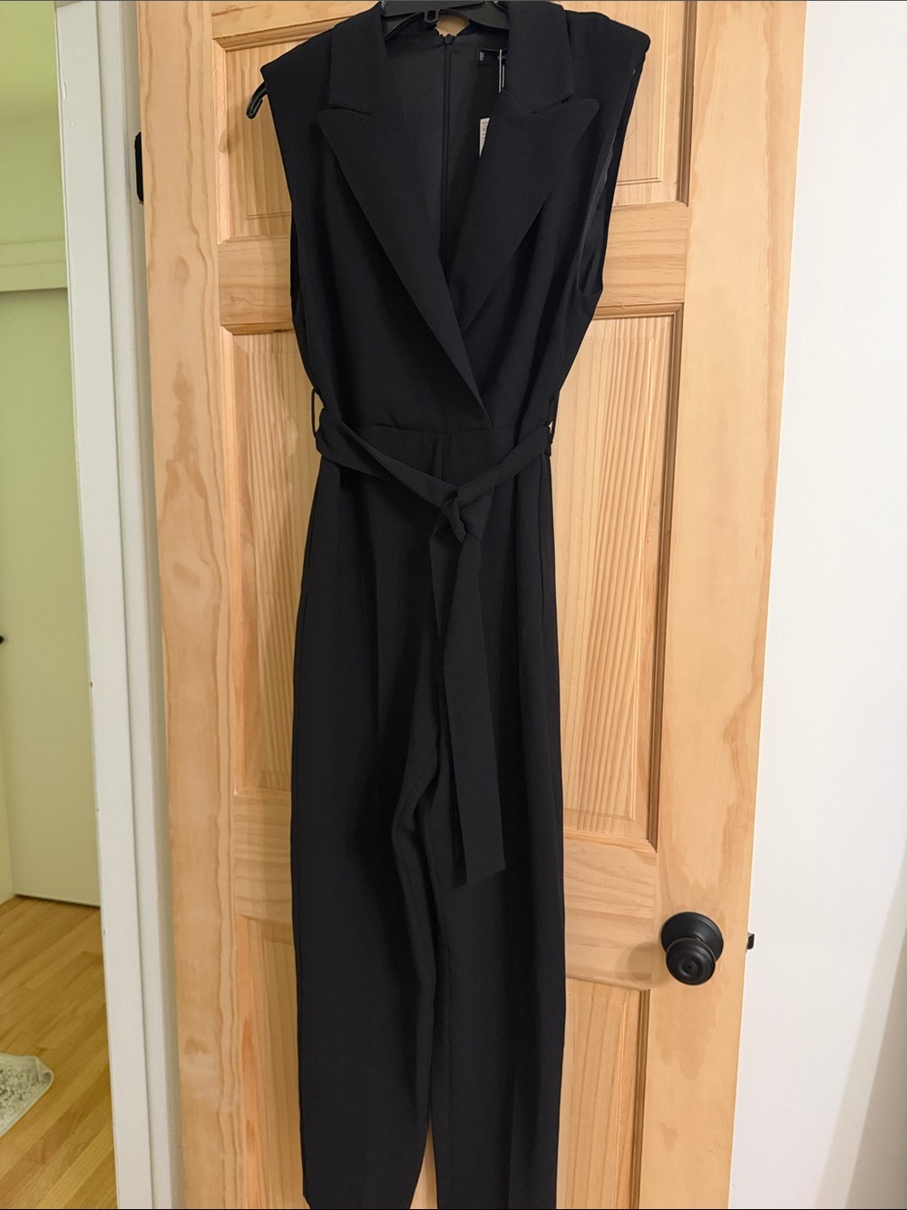 NWT- Mango Black Jumpsuit with Tie Belt